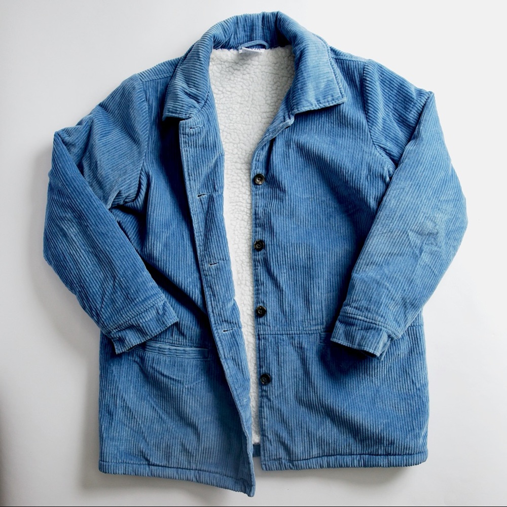 VINTAGE blue corduroy Sherpa jacket